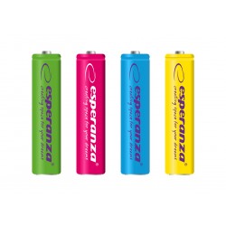 ESPERANZA RECHARGEABLE BATTERIES Ni-MH AAA 1000MAH 4PCS. MIX OF COLORS