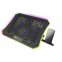ESPERANZA RGB ILLUMINATED GAMING NOTEBOOK COOLING PAD WITH MOBILE PHONE STAND GALERNE