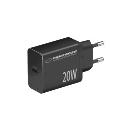 ESPERANZA QUICK POWER CHARGER 20W USB-C PD BLACK