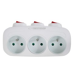 ESPERANZA ELEC. SOCKET SPLITTER 3 SOCKETS SWITCH WHITE